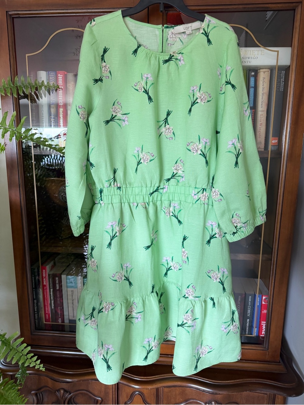 LOFT Mint Green Floral Tiered Casual Dress